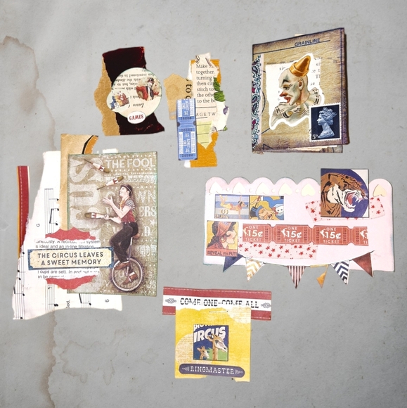 Handmade Clusters for Junk Journaling, Paper Embellishments, Circus - Picture 2 of 5